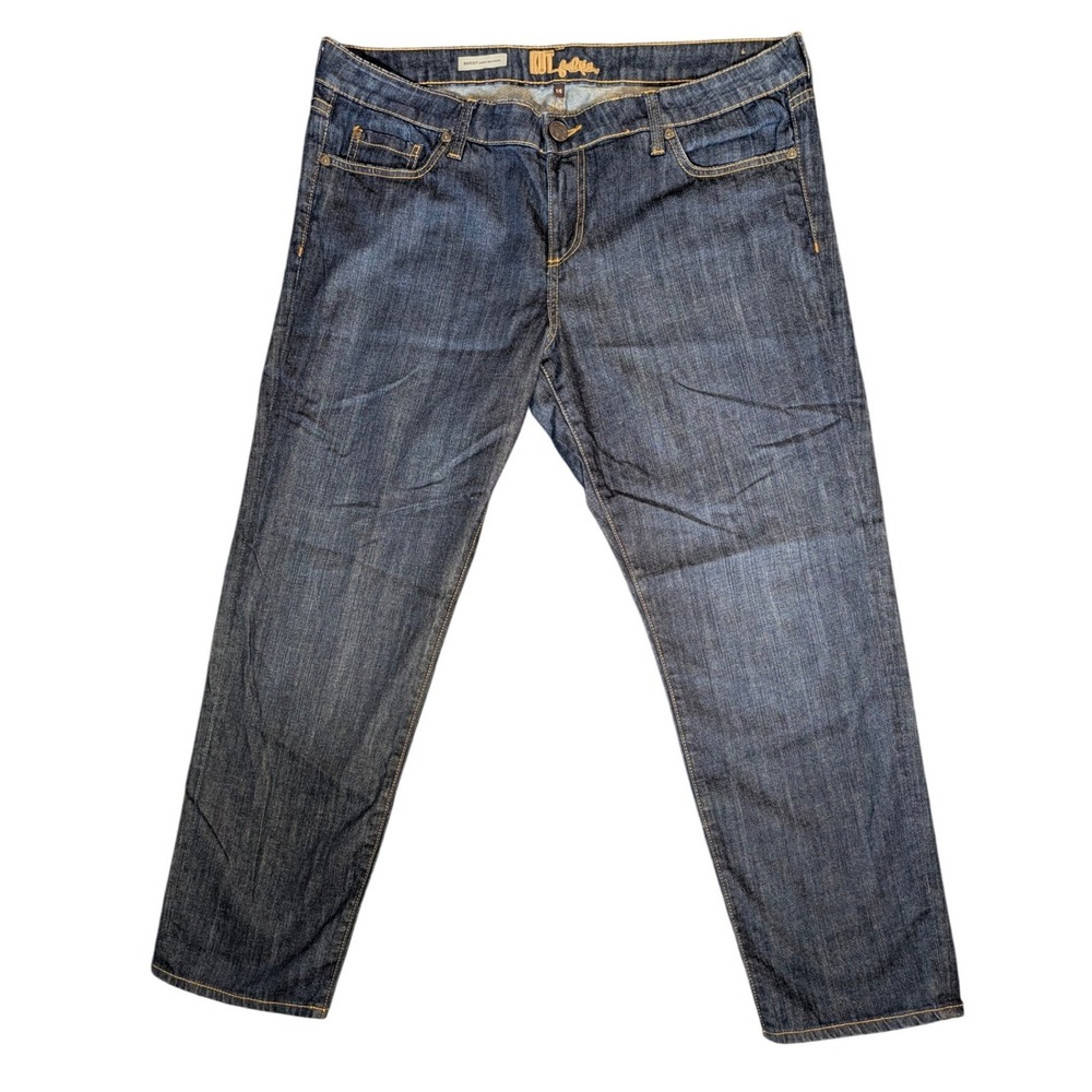 Kut from the Kloth 14 Bardot Skinny Boyfriend Jeans Dark Indigo Wash Mid Rise